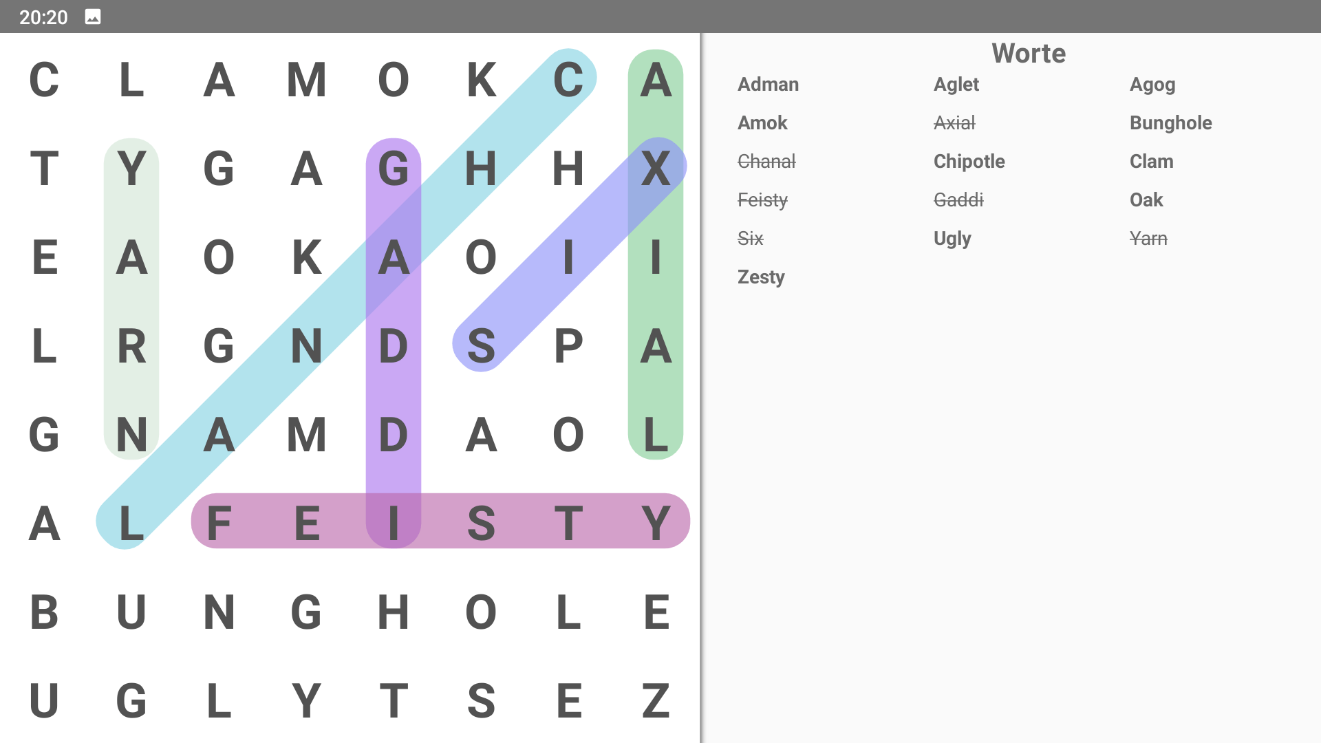 Wordsearch App Screenshot